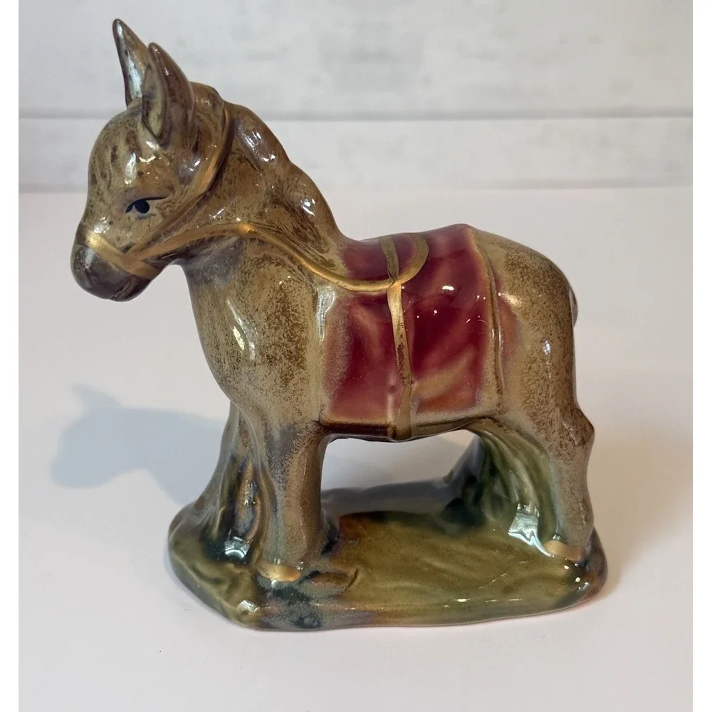 Vintage Ceramic Nativity Donkey Mule Replacement Figure Christmas 4